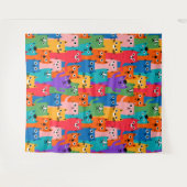 猫のカラフル柄 タペストリー (正面(横))