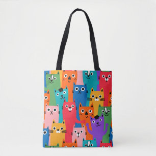 猫のカラフル柄 トートバッグ