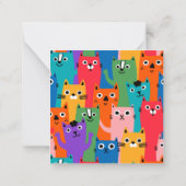 猫のカラフル柄 ノートカード (裏面)