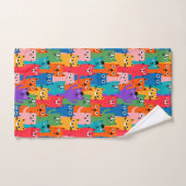 猫のカラフル柄 バスタオルセット (ハンドタオル)