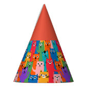 猫のカラフル柄 パーティーハット (左)
