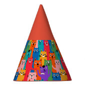 猫のカラフル柄 パーティーハット (右)
