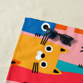 猫のカラフル柄 ビーチタオル (インサイチュ)