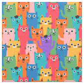 猫のカラフル柄 ファブリック (クローズアップ)