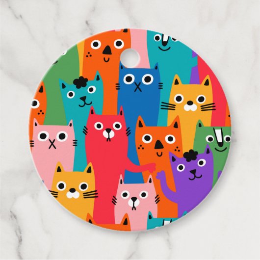猫のカラフル柄 フェイバータグ (正面)