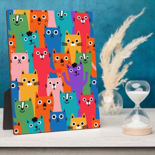 猫のカラフル柄 フォトプラーク (側面)