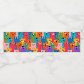 猫のカラフル柄 ペットボトルラベル (シングルラベル)