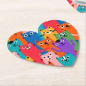 猫のカラフル柄 ペーパーコースター (アングル)