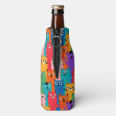 猫のカラフル柄 ボトルクーラー (ボトル裏面)