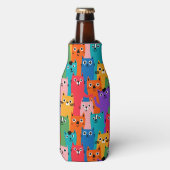 猫のカラフル柄 ボトルクーラー (ボトル正面)