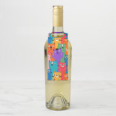 猫のカラフル柄 ボトルネックタグ (ボトル)