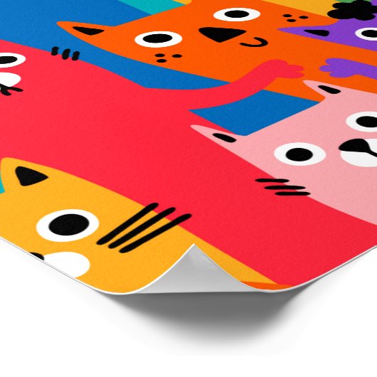 猫のカラフル柄 ポスター (角)