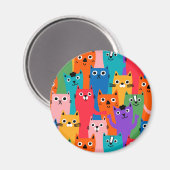 猫のカラフル柄 マグネット (正面/裏面)