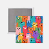 猫のカラフル柄 マグネット (正面/裏面)