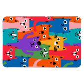 猫のカラフル柄 マグネット (横)