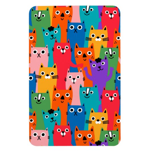 猫のカラフル柄 マグネット (縦)