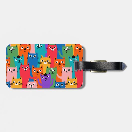 猫のカラフル柄 ラゲッジタグ (裏面横)