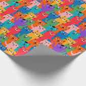 猫のカラフル柄 ラッピングペーパー (角)