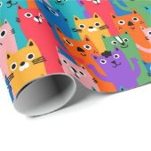 猫のカラフル柄 ラッピングペーパー (ロールコーナー)