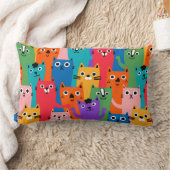 猫のカラフル柄 ランバークッション (ブランケット)