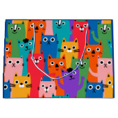 猫のカラフル柄 ラージペーパーバッグ (正面)