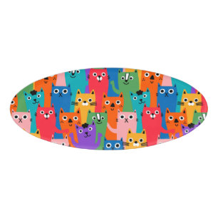 猫のカラフル柄 名札