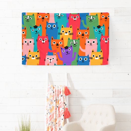 猫のカラフル柄 横断幕 (インサイチュ)