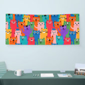 猫のカラフル柄 横断幕 (トレードショー)