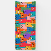 猫のカラフル柄 横断幕 (縦)