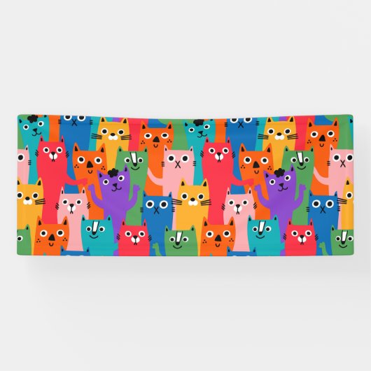 猫のカラフル柄 横断幕 (横)