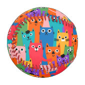 猫のカラフル柄 野球ボール (正面左)