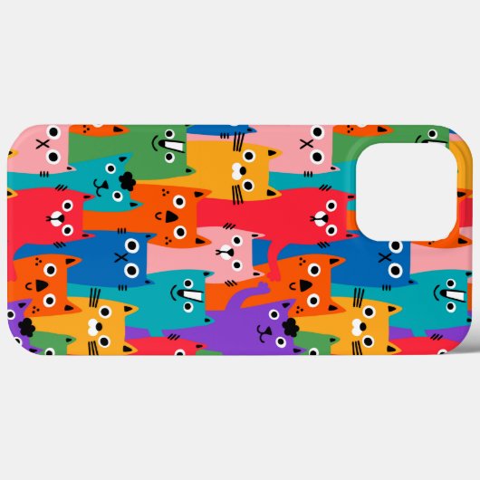 猫のカラフル柄 Case-Mate iPhoneケース (裏面 (横))