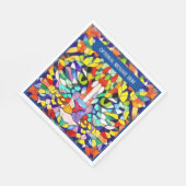 猫のカラフル顔万華鏡のように千変万化するパターン – あいさつ文の追加 スタンダードランチョンナプキン (角)