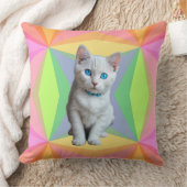 猫のカラフル クッション (ブランケット)