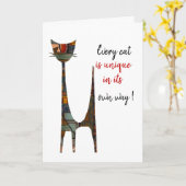 猫のカード カード (黄色い花)