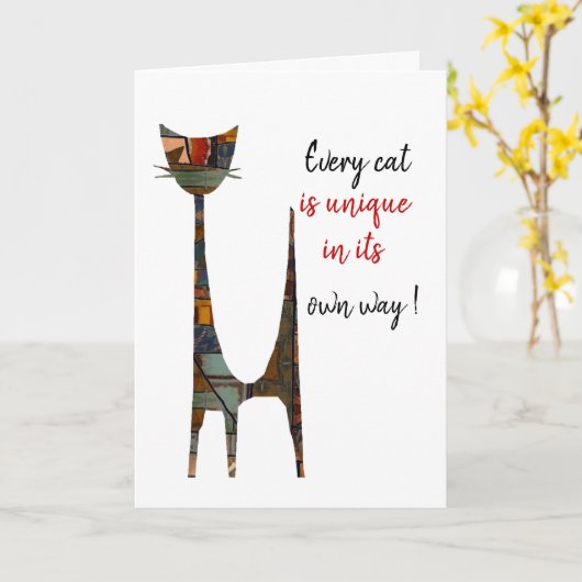 猫のカード カード (黄色い花)