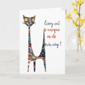 猫のカード カード (黄色い花)