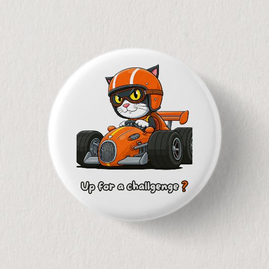 猫のカーレース アクリルキーホルダー 缶バッジ (正面)