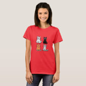 猫のキス - かわいい猫の口紅デザイン Tシャツ (正面フル)