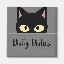 猫のキッチン雑貨 黒猫の汚れた食器 マグネット