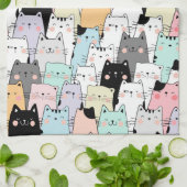 猫のキッチン テータオル、食器拭き キッチンタオル (折り畳み)