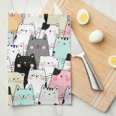 猫のキッチン テータオル、食器拭き キッチンタオル (四つ折り)