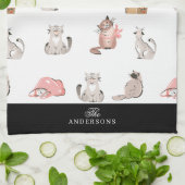 猫のキッ熱狂するチパーソナライズされたンタオル キッチンタオル (折り畳み)