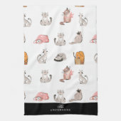 猫のキッ熱狂するチパーソナライズされたンタオル キッチンタオル (縦)