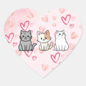 猫のキャラクターとハート ハートシール (正面)
