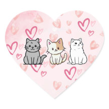 猫のキャラクターとハート