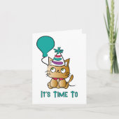 猫のキャラクター かわいい お誕生日おめでとう パーティーの時間 カード (正面)