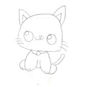 猫のキャラクター かわいい お誕生日おめでとう パーティーの時間 カード