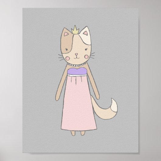 猫のキャラクター 少女 プリンセス ピンクの保育園 ポスター (正面)