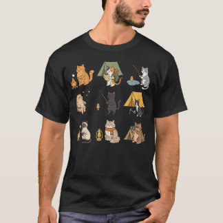 猫のキャンプ キャンパー 楽しい アドベンチャー アウトドア ハイキング Tシャツ